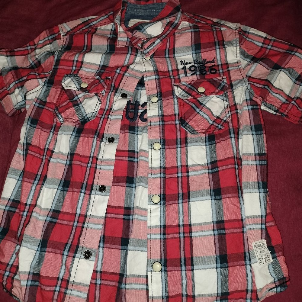 Short Sleeve Red Plaid Button Down Shirt toddler